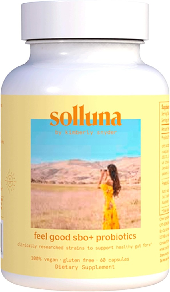 Siente bien los probióticos SBO — Organismos basados en suelos (SBO), Prebióticos, Postbióticos, ácido húmico, Shilajit, Chaga &amp; Turquía Tail Mushroom for Digestion — Solluna by Kimberly Snyder (60CT) Vegan " Non-GMO