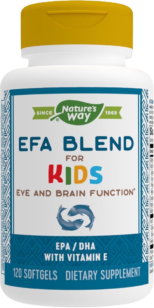 Manera de la naturaleza EFA Blend para niños con vitamina E, soporta la función de ojo y cerebro*, 120 Softgels