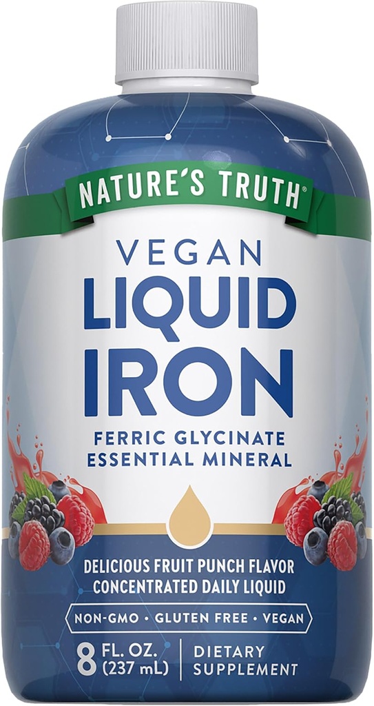La verdad de la naturaleza gotas de hierro líquido Suplemento 18mg ¦ Essential Mineral ← Vegan, Non-GMO, Gluten Free