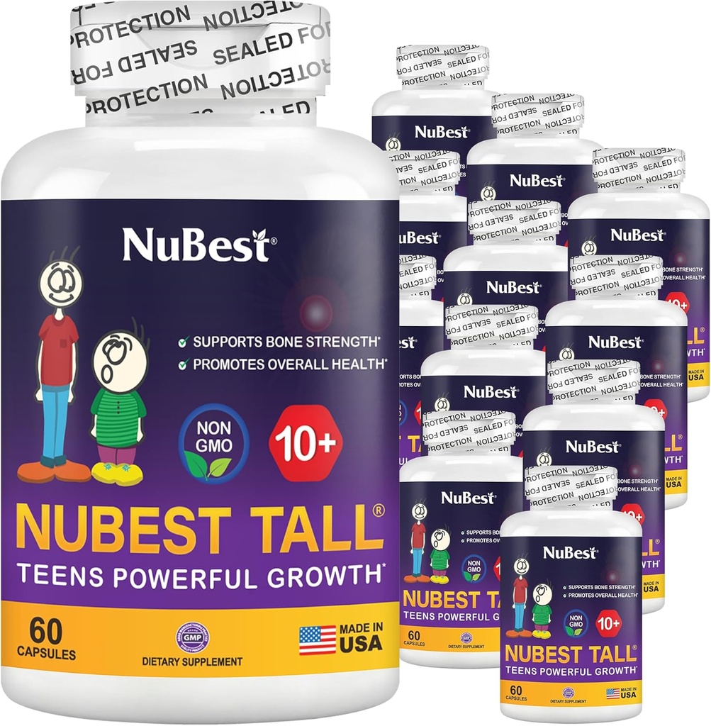NuBest Tall 10+ Premium Bone Strength Fórmula, Inmunidad mejorada y salud general para la edad 10+ con Calcio, Vitamina D3, Vitamina K2, y Multivitamínicos