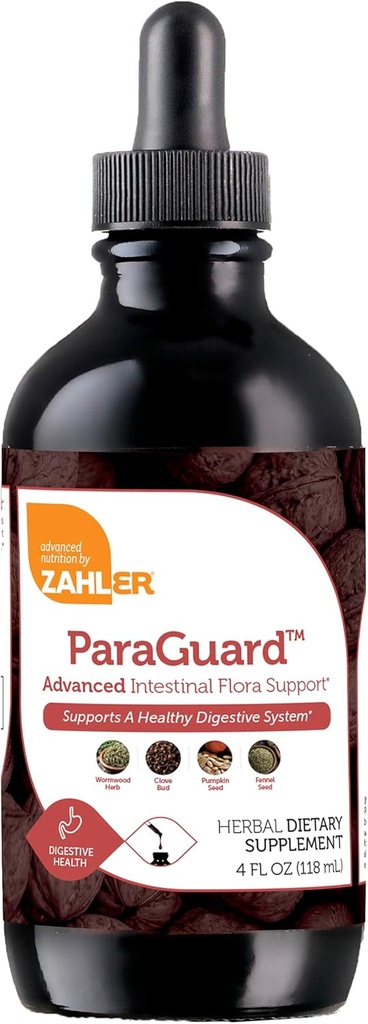 Zahler - ParaGuard Liquid Drops - Gut Health Supplement - Fórmula tiene Wormwood, Ajo, Pumpkin Seed, Clove &amp; Más - Apoyo Natural para los Humanos - Certified Kosher (4 Oz) (4 oz., Drop)