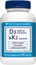 Vitamina D3 " K2 - Apoyo inmunitario " Bone Health - 5.000 UI (60 cápsulas)