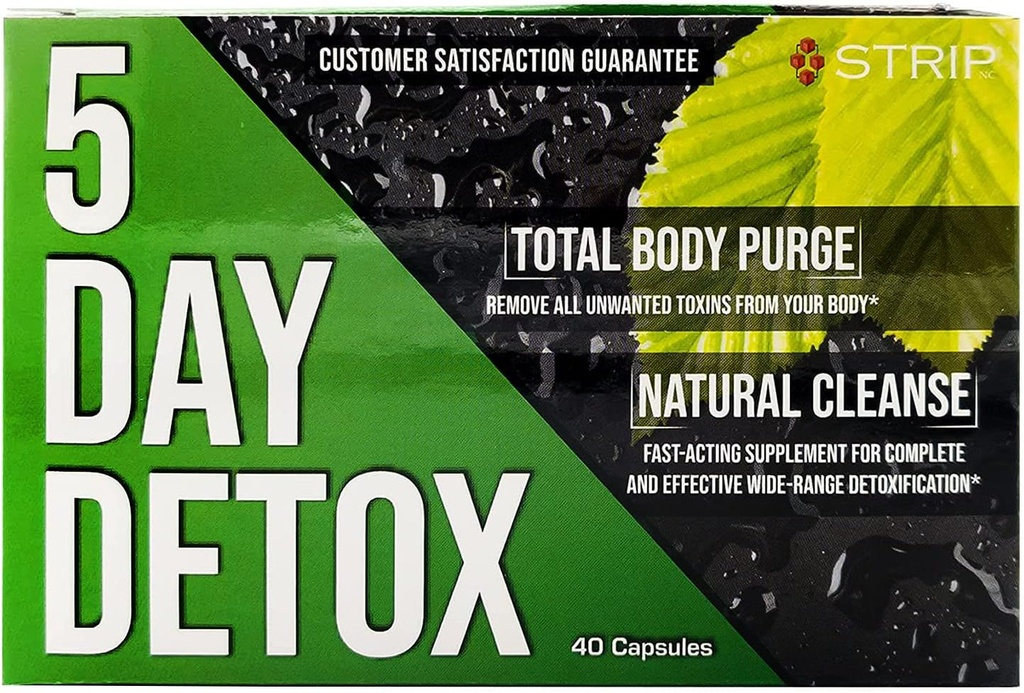 Strip 5 Day Detox Cleanse - Complete Body Cleanse ← Remove Toxins " Unwanted Impurities - Natural, Healthy Cleansing Support for Liver, Urinary Tract, Kidney, Digestive System - 40 cápsulas