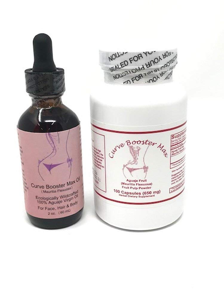 Curve Booster Max Aguaje Capsules y Aguaje Kit de aceite para el pecho natural y el aumento de la mariposa para hombres cruzados y mujeres trans