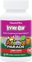 Natures Plus Animal Parade Inner Ear Support Children’s Chewable - Natural Cherry Flavor - 90 Animal-Shaped Tablets - Suplemento Probiótico - Gluten Free - 45 Servings