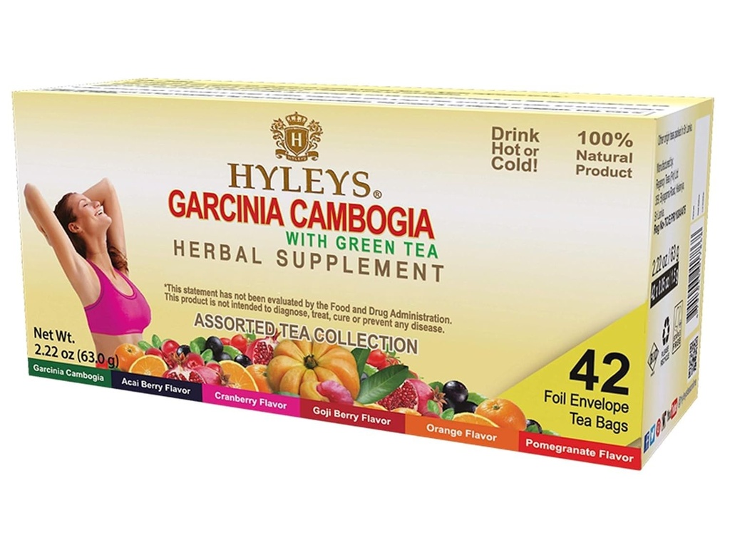 HYLEYS Tea Garcinia Cambogia té verde con sabores surtidos - 42 bolsas de té (12 Pack - 504 bolsas de té Total)