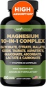 Complejo de magnesio de nutrición Gade 10 en 1 - Glycinate, Citrato, Malate, Oxide, Taurate, Aspartate, Gluconate Ascorbate Lactate Carbonate Zinc Copper Manganese & Vitaminas (90 Cuenta (Pack of 1))