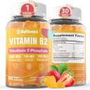 Vitamina B2 Gummies ← Riboflavin 400mg con Magnesium & CoQ10 para el alivio de dolor de cabeza de migraña " Alivio de dolor de cabeza  durable Sugar Free, Vegan, Strawberry Flavor, 60 Con