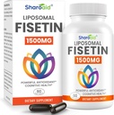 Suplementos de Fisetina de 1500 mg - Absorción potente con entrega lipomal,98% Fisetina pura, Antioxidante polifenol para el envejecimiento saludable,No-GMO - 1 Botellas, 60 Softgels para adultos