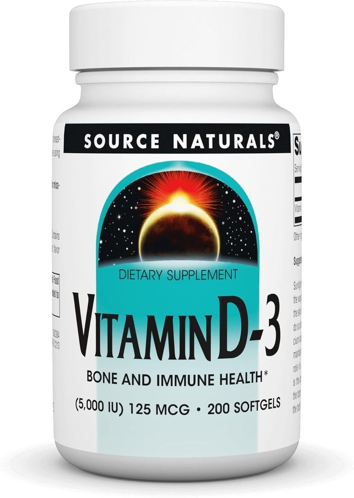 Fuente Naturals Vitamina D-3 5000 iu Soporta Bone & Immune Health* - 200 Softgels