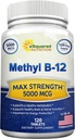 aSquared Nutrition Vitamin B12-5000 MCG Suplemento con Metilcobalamina (Metil B-12) - Max Strength Vitamin B 12 Soporte para ayudar a aumentar la energía natural, la función cerebral beneficiosa - 120 Tabletas