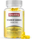 Vitamina B1 Gummies - Benfotiamine 300mg " Thiamine 100mg, Sugar Free, Vitamina B Complex Chewable Supplement, Energy Boost " Nervous System Health for Women Men, 60 Gummies