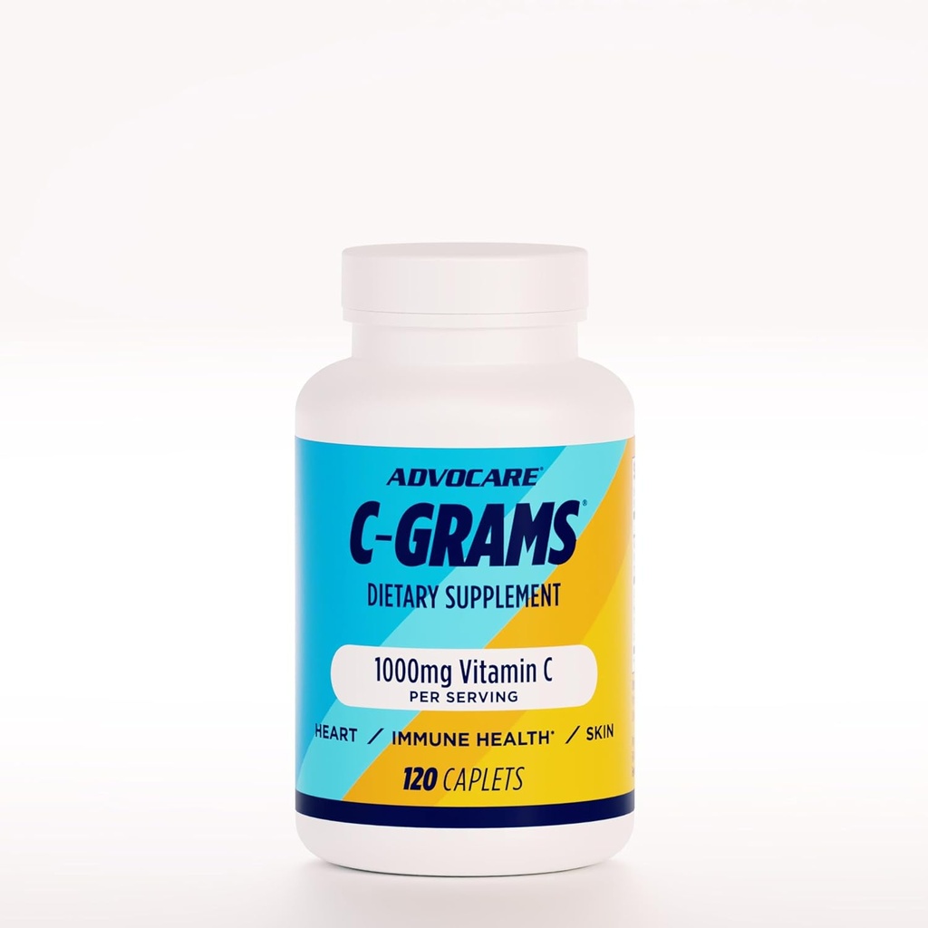 AdvoCare C-Grams - Suplemento dietético Premium para el cuidado de la piel, soporte inmunológico y salud cardiovascular* - Contiene vitamina C, magnesio &amp; Más - 120 Caplets