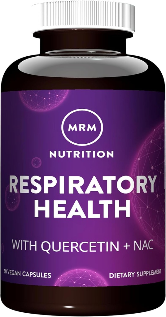MRM Respiratory Health Silencio con Quercetin + NAC TENIDO Apoyos Liver &amp; Mitocondrial Health TEN Vegan + No-GMO + Gluten Free TEN 30 Servimientos