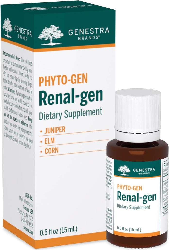 Genestra Brands Renal-gen ← Juniper, Elm y Corn Herbal Suplemento tención 0.5 fl. oz.