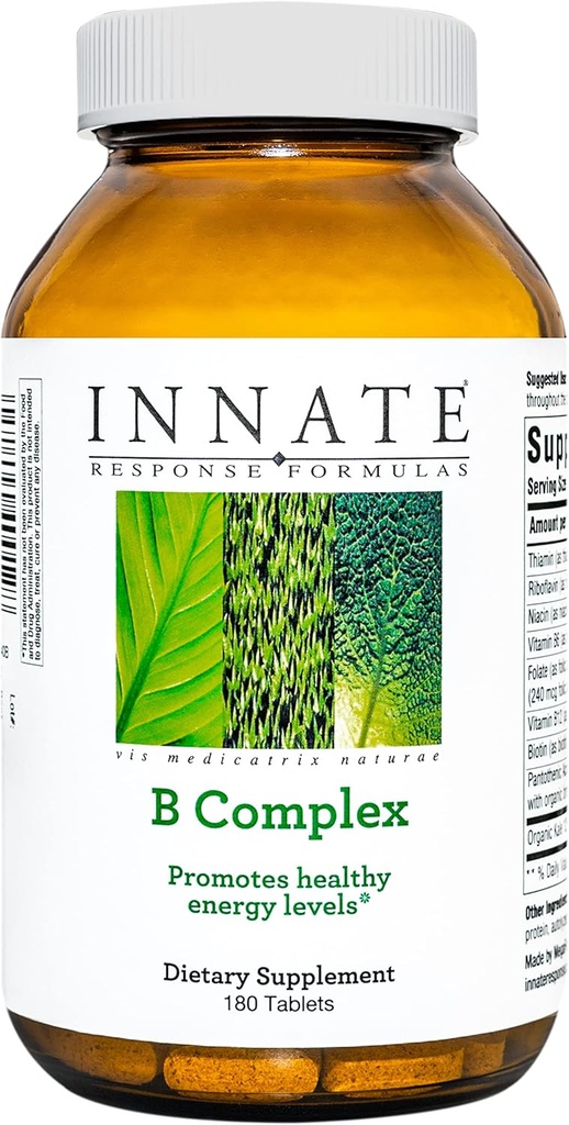 INNATE Response Formulas B Complex - B Vitamin Supplement - Supports Cellular Energy Production and Metabolism - Vegan, Kosher, Non-GMO Project Verified - Made Without 9 Food Allergens - 180 Tablets