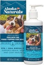 Aceite de pescado Salvaje Sostenible Alaska para perros Skin and Coat – EPA + DHA Omega 3 Petróleo - ácidos grasos Suplementos de perros - Modo de apoyo Coat y salud cerebral - Natural Liquid Food Topper para mascotas – 8 oz. Bomba