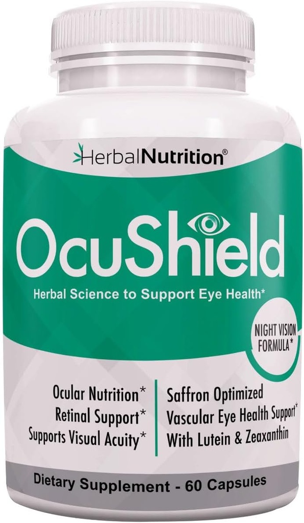 OcuShield Eye Health Vitamin Support for Healthy Eyes, Night Vision with Saffron, Lutein & Zeaxanthin, Eye Nutrients to Protect & Stimulate Ocular Health, One Bottle