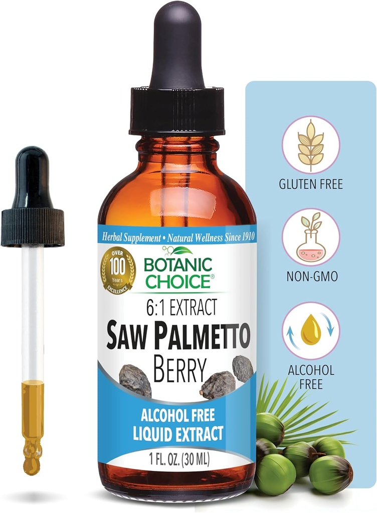 Botanic Choice Saw Palmetto Berry Alcohol Free Liquid Extract, 1 Fluid Ounce