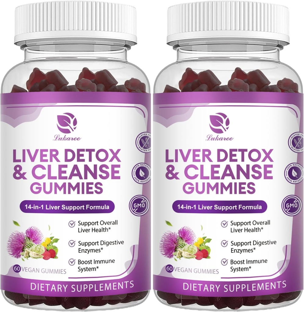 Liver Cleanse Detox &amp; Repair Gummies - Extra Strength 14 in 1 Liver Support Supplement w/Milk Thistle Silymarin,Dandelion, Artichoke Extract " Elderberry - No Sugar, Liver Health Supplement -120 Ct