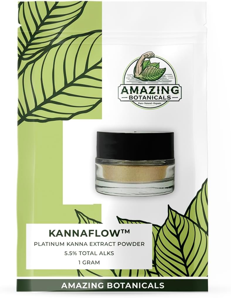 Kanna Extract Powder, Premium Lab Refined Sceletium Tortuosum Extract tención 5.5% Active Alkaloids, 80% Mesembrine - 25 mg Alkaloid-rich extract - Incluye dosificación Spoon - (1 Gram) 40 porciones