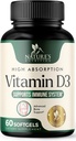 Vitamina D3 Suplemento 5000IU (125 mcg) - Extra Strength Vitamins D-3 Dietary Softgels for Bone, Teeth, Muscle Health & Immune Support, Rapid Absorbtion Mini D Softgel, Non-GMO, Gluten Free - 60 Con