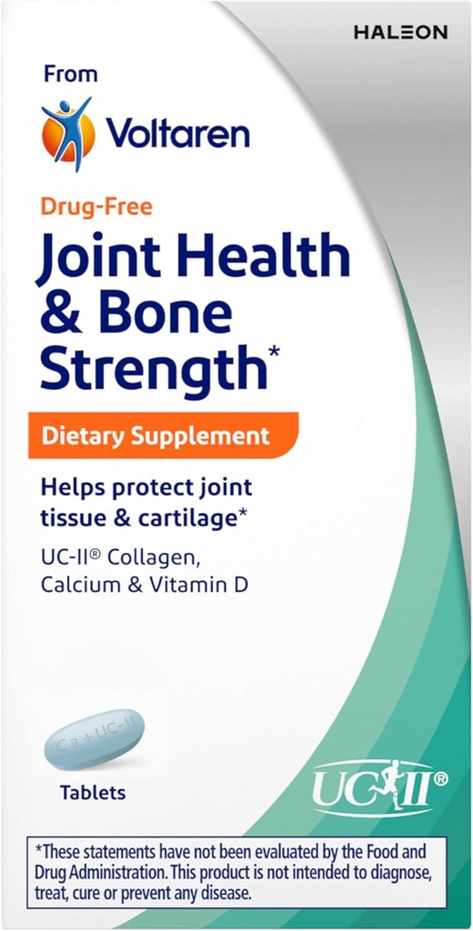 Voltaren Joint Health and Bone Strength Dietary Supplement from Voltaren, with UC-II (R) Collagen, Calcium, and Vitamin D for Healthy Aging of Joint Tissue and Cartilage – 30 Count Bottle