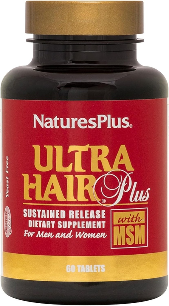 NaturesPlus Ultra Hair Plus - 60 Tablets, Pack of 2 - Sustained Release Formula for Men &amp; Women - Gluten Free - 60 Total Servings