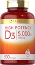 Carlyle Vitamina D3 5000 U Softgels Silencio 500 Cuenta ← Valor Tamaño Silencioso No GMO y Gluten Suplemento gratuito Silencio Fórmula de Alta Potencia Anterior 125mcg