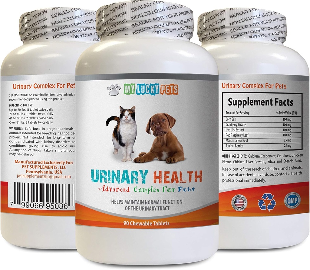 gato UTI Relief - Complejo de salud urinaria de mascotas - para perros y gatos - Advanced Bladder Support - cat Cranberry urinar - 1 Botella (90 Treats)