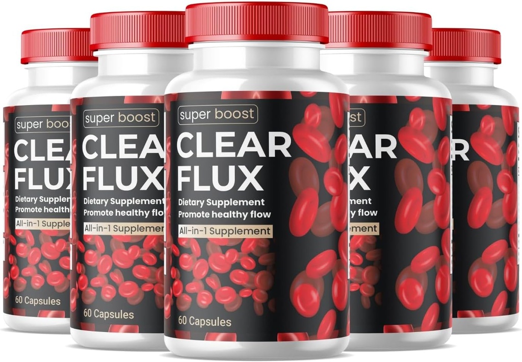 (5 Pack) Limpiador de Detox Suplemento Detox, Capsules Limpiador de vasos sanguíneos Soporte Fórmula avanzada, ClearFlux Capsules Máxima Fuerza Todas las Vitaminas Naturales Salud (300 cápsulas)