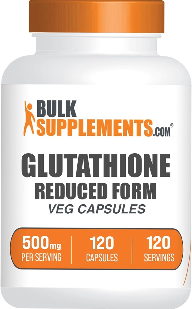 BulkSupplements.com Glutathione cápsulas reducidas - Suplemento de Glutathione - Gluten Gratis, 1 cápsula por ser, 120 cápsulas (Pack of 1)