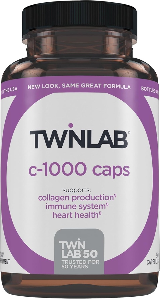 Twinlab C-1000 Caps - Suplementos de soporte de vitamina C para hombres y mujeres - 250 cápsulas