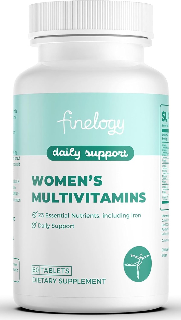 Womens Multivitamin - Essential Nutrients with Iron, Vitamins A, C, D3, K, B6 and B12 Supplements for Women’s Health, Energy Hair Skin & Nails - Daily Multivitamin for Women- 60 Count