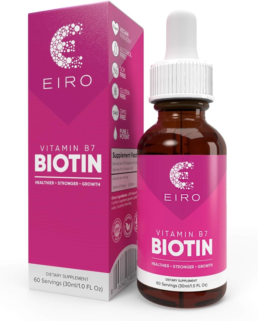 EIRO Biotin Líquido gotas Ø 6000mcg por servir Ø más saludable, más fuerte, más rápido - Pelo &amp; uñas