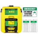 Portable Eyewash Station 14-gallon OSHA aprobó con One Station Sign and Two Inspection tags, Wall Mounted Gravity-Flow Indoors and Out, 53L Refillable Eyewash Station Heavy Duty, Yellow