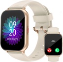 Relojes inteligentes RUIMEN para mujeres hombres (llamadas Amberes/Make, 2 bandas incluidas), 1.8" Smartwatch for iOS/Android Phones, Fitness Tracker Heart Rate/Sleep Monitor Digital Watch Waterproof Milky Blanco