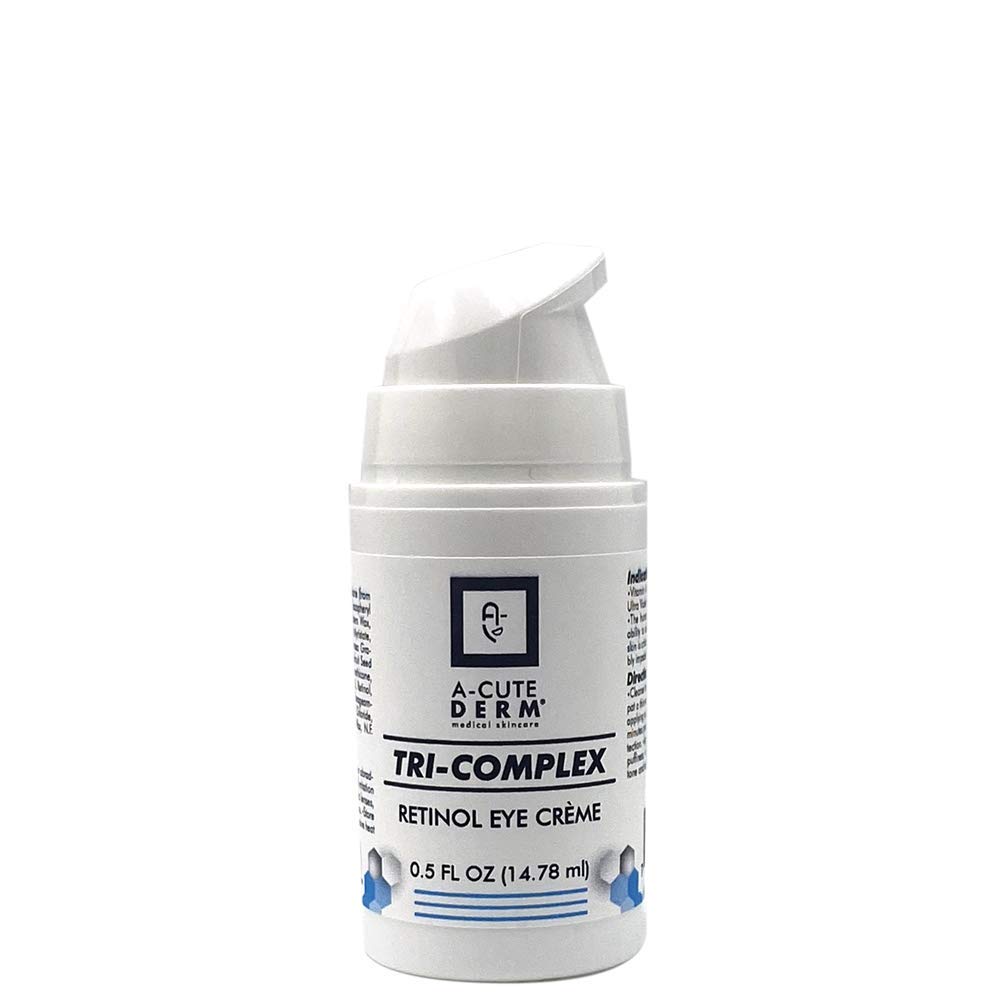 A-Cute Derm Tri-Complex Retinol Eye Crème – Hidrating Eye Cream with Retinol, Vitamina C &amp; E – Ayuda a reducir la aparición de líneas finas – 0,5 oz