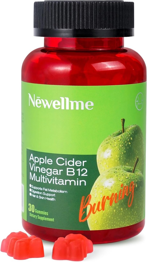 NOTICIAS Manzana Cider Vinegar Gummies B12 Multivitamínico,ACV Suplemento Gummy Vitaminas, Suplemento vegetariano para Hombres,No GMO,Apoyo Niveles de Energía Normal y Salud Gut 30 Gummies (30)