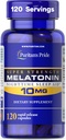 Puritan's Pride Premium Super Strength Melatonin 10mg Sleep Aid, Dietary Supplement for Sound, Restful, and Longer Sleep Support, 4 Month Supply, 120 Rapid Release Capsules (Packaging May Vary)