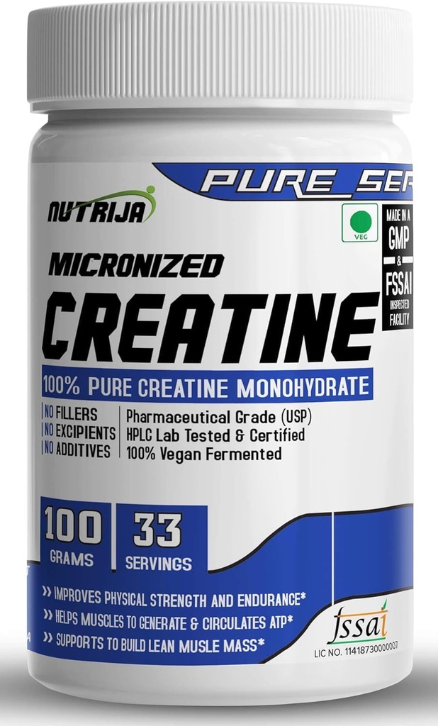Pure Micronized Creatine Monohydrate Powder- 100grams ← Pre/Post Workout Suplemento para la reparación de músculos y recuperación