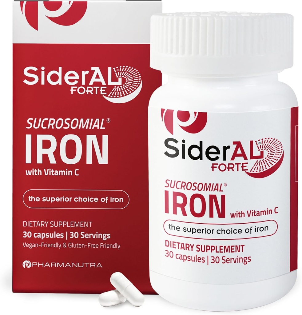 SiderAL Forte Iron Supplement Clinically Provenido para Aumentar Niveles Sin Efectos secundarios ← Sucrosomial High Absorption Gentle Iron Pills for Women and Men