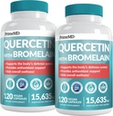 28-in-1 Quercetin with Bromelain Supplement - Quercetin 500mg Capsules for Daily Immune Defense Support - Quercetin with Vitamin C and Zinc for Adults Enriched with Vitamin D (120 ct, Pack of 2)