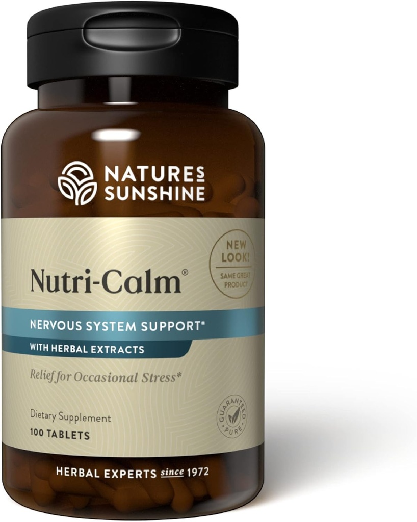 Sunshine Nutri-Calm- Herbal Stress Relief Supplement for Natural Relief, Mood Support and Boost, Nervous System Support - 100 Count