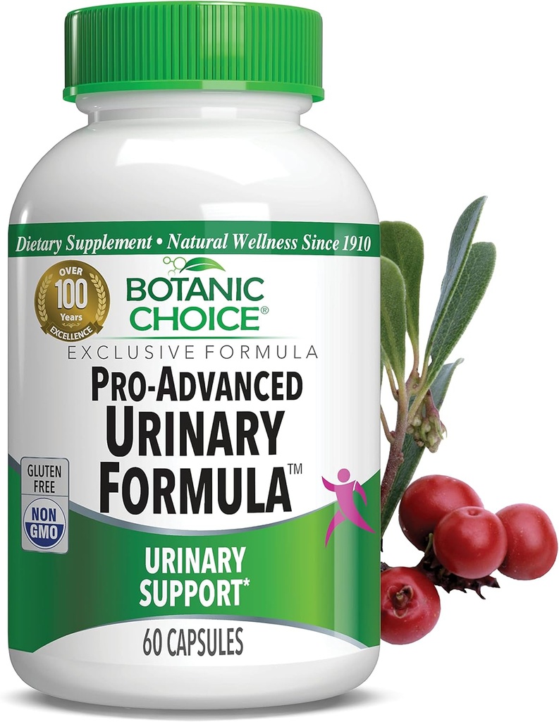 Botanic Choice Pro-Advanced Urinary Formula-Blend for Urinary Tract Health Support - Magnesium Cranberry Uva Ursi Damiana - 60 cápsulas