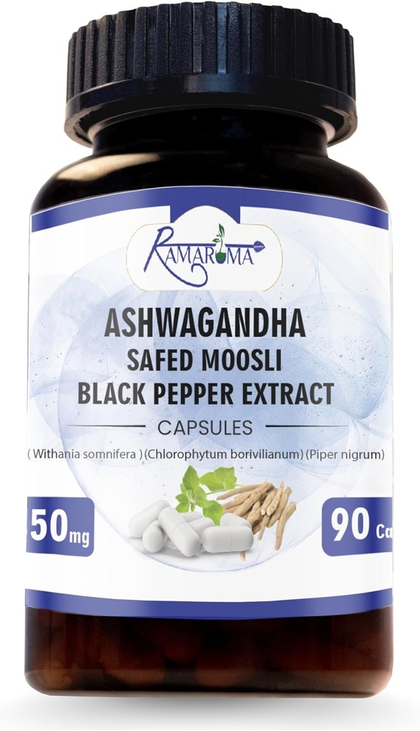 Ashwagandha capsules 2,100 mg - 90 cápsulas Ashwagandha Powder y extracto de raíz.