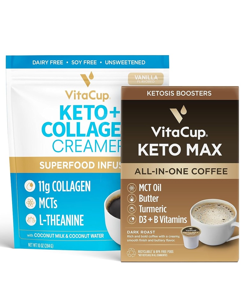 VitaCup Keto Max Coffee Pods 18ct &amp; Keto Creamer 10oz