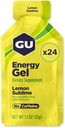 GU Energy Original Sports Nutrition Energy Gel, Vegan, Gluten-Free, Kosher, and Dairy-Free On-the-Go Energy for Any Workout, 24-Count, Lemon Sublime