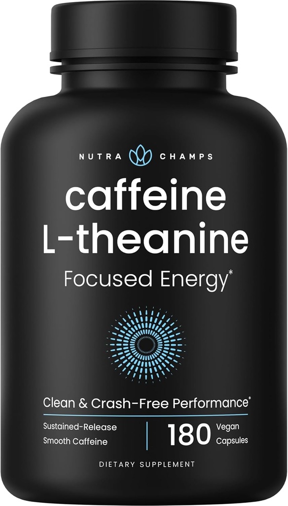 Caffeine Pills with L-Theanine for Focused Energy, Smooth & Clean Energy Supplement for Focus & Performance, No Crash, No Jitters, 60 Vegan Energy Pills