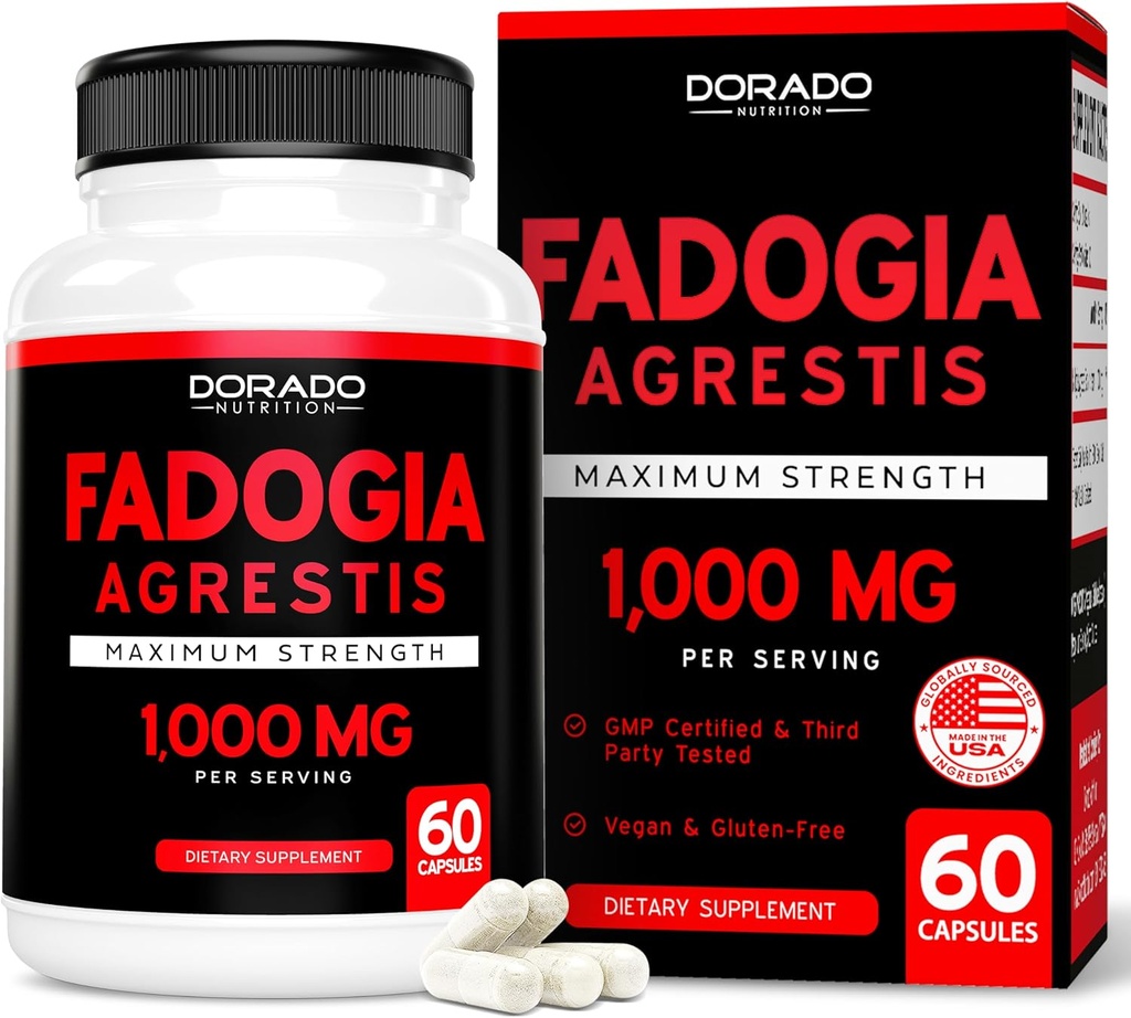 Fadogia Agrestis Extracto 1000mg por Serving - [Maximum Strength] - Fuerza, Conducir, Desempeño atlético, Masa muscular - Terceros Testados - Zero Fillers - Gluten Free, Non-GMO, Vegan Capsules